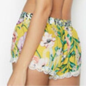 Victoria's Secret Yellow Floral Lace Trimmed Shorts